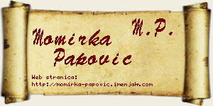 Momirka Papović vizit kartica
